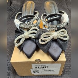 Elegant Black and Rhinestone Heels